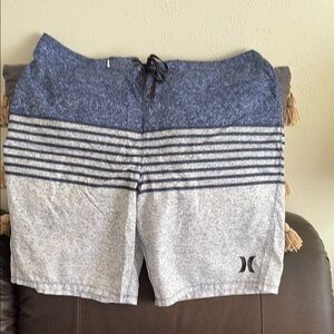 Hurley Navy and Light Gray Striped Shorts